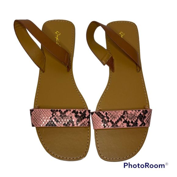 Qupid Shoes - Qupid Slingback Sandals Pink Leopard Print Women’s Size 8.5